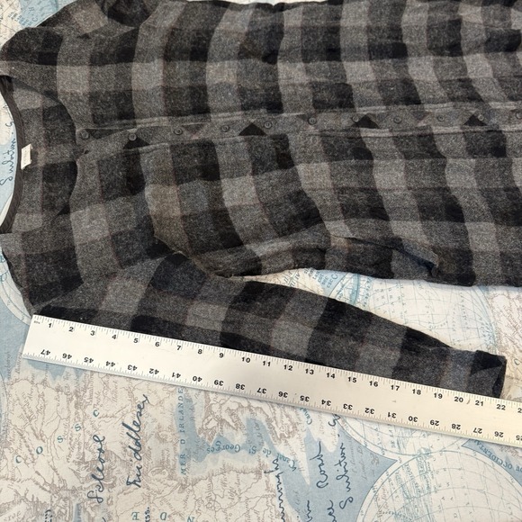 Poetry Flannel Button Gray Red Plaid Long Sleeve Mini Shirt Dress Wool Blend 8 - Picture 11 of 16